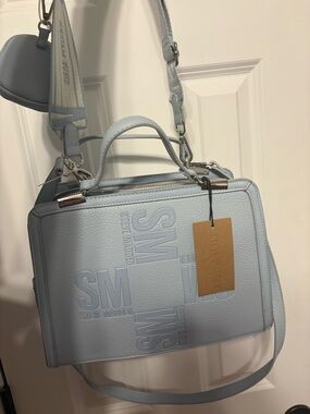Steve Madden Light Blue Embossed SM Box Crossbody